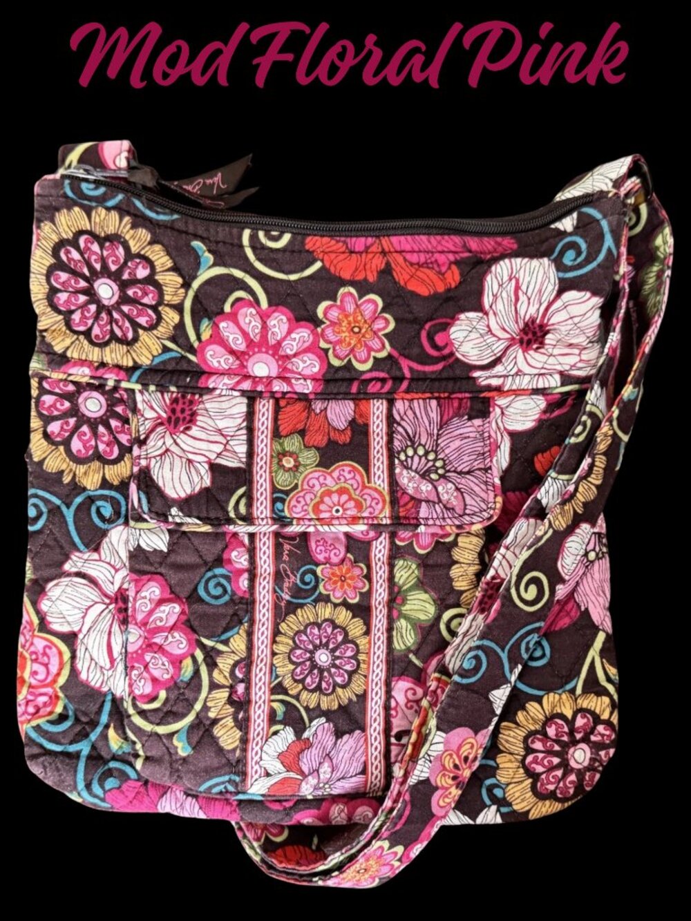 Vera Bradley Mod Floral Pink Hipster Retired 2007 Y2K McBling Crossbody